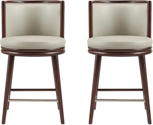 Vista 22 de Manhattan Comfort Taburete tapizado de madera moderno Evalyn Crema