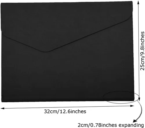 Vista 2 de Carpeta de cuero PU A4 para documentos, carpeta con estilo de cartera con correa y cierre magnético invisible (negro)