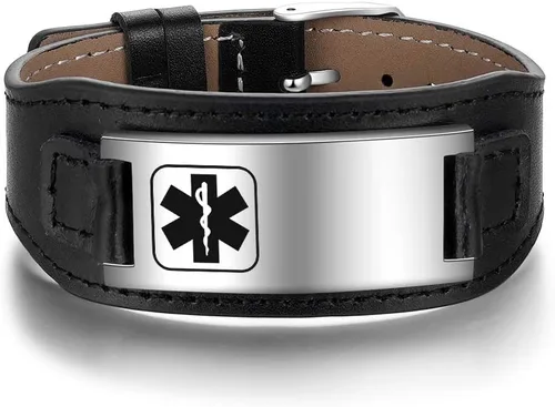 Vista 110 de OPALSTOCK Pulseras médicas personalizadas de silicona ajustable para identificación de emergencias, grabado gratuito, 9 pulgadas, resistente al