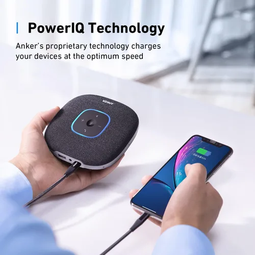 Vista 13 de Anker PowerConf S3 - Altavoz con 6 micrófonos, captación de voz mejorada, tiempo de llamada 24 horas, control de aplicaciones, Bluetooth 5, USB C