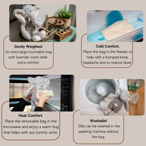 Vista 7 de Ellie Warming Plush - Animal de peluche de aromaterapia lavanda para microondas, calentable y refrigerable