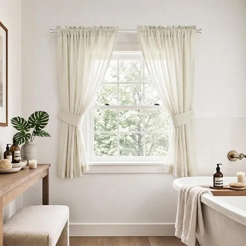 Vista 17 de Mrs.Naturall - Cortinas transparentes con bolsillo para barra de 36x63 pulgadas de lino mezclado negro