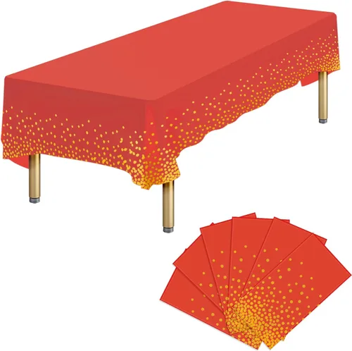 Vista 24 de Paquete de 4 manteles de plástico desechables azules y dorados para mesa rectangular, manteles desechables de 54 x 108 pulgadas, manteles