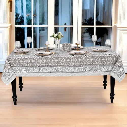 Vista 181 de Ridhi Mantel cuadrado con estampado de bloques de mano de caléndula ámbar