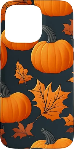 Vista 28 de iPhone 16 Pumpkins Black And Orange Plaid Fall Leaves Autumn Halloween Case