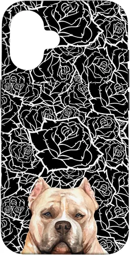 Vista 32 de American Bulldog Bully Dog Rose Flower Black White Pattern Case for iPhone 17