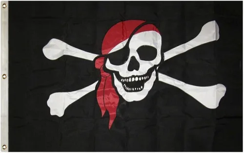 Vista 5 de Premium 3x5 Embroidered Sewn Pirate Scarf Synthetic Cotton Flag 3'x5