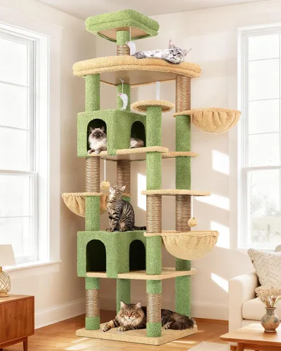 Vista 12 de Globlazer Torre de árbol para gatos extra grande, 82 pulgadas de alto, árbol para gatos de interior, torre grande para gatos grandes y adultos con 8