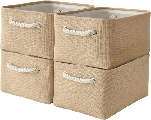 Vista 12 de Cesta de organización y almacenamiento para estantes - Paquete pequeño de 6 cestas de almacenamiento de tela plegables para organizar con asa