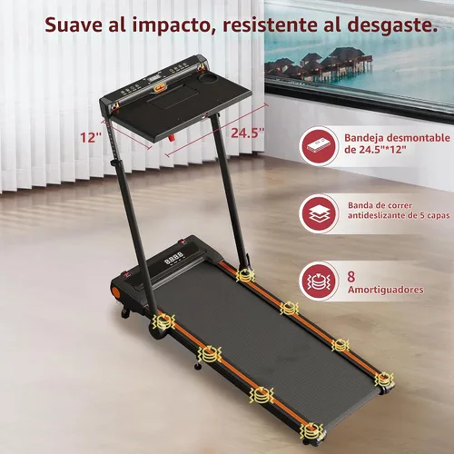 Vista 7 de Hccsport Treadmill with Incline, 3 in 1 Under Desk Treadmill Walking Pad with Removable Desk Workstation 3.5HP Foldable Compact Walking Treadmills
