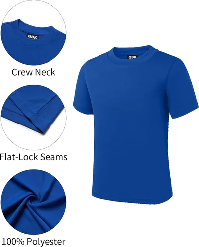 Vista 4 de QBK 4T to Youth Neon Shirt Kids Dri Fit Athletic Camiseta de manga corta para niños y niñas