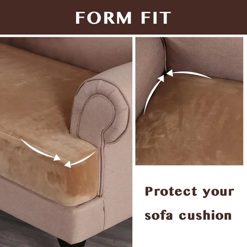 Vista 6 de Fundas de cojín de terciopelo elástico de lujo para sofá, juego de 3 piezas para sofás en forma de T, fundas antideslizantes y lavables, protector