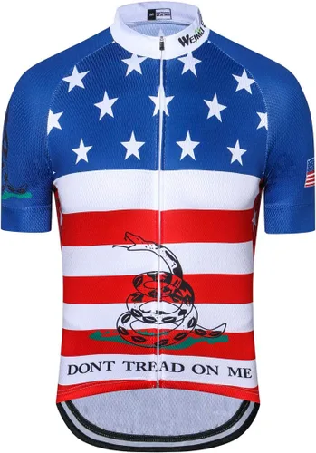 Vista 17 de Maillot de ciclismo de manga corta estilo USA Bike Tops con bolsillo raya reflectante 1cd8111
