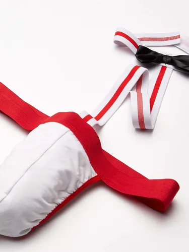 Vista 3 de Men's Sexy Collared Bow Tie Bodysuit Pouch Thong Butler Teddy Costume Underwear