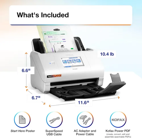Vista 8 de Epson RapidReceipt RR-600W - Escáner inalámbrico de escritorio a color de 2 lados para recibos y documentos con software ScanSmart AI PRO