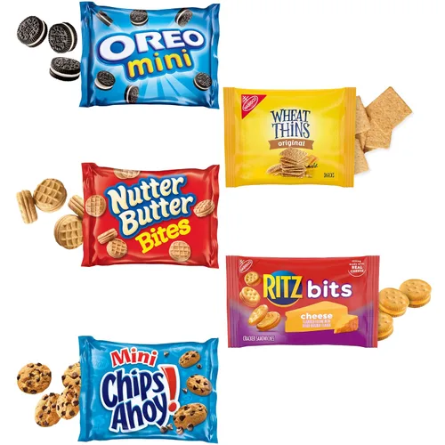 Vista 12 de Galletas OREO Mini, Mini CHIPS AHOY! Galletas, RITZ Bits Galletas de queso, bocadillos Nutter Butter y galletas Wheat Thins, paquete surtido Nabisco