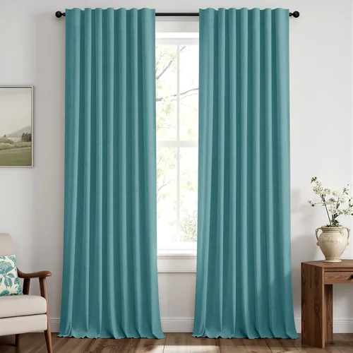 Vista 79 de MIULEE Cortinas de lino 100% opacas para dormitorio, marfil sólido, decoración de lujo, aislamiento térmico, cortinas oscurecedoras para sala