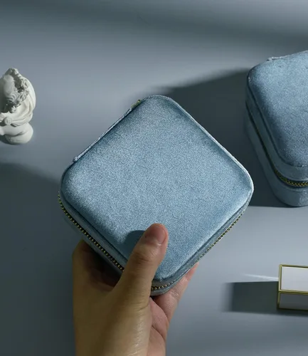 Vista 6 de TAIMY Joyero de viaje de terciopelo de felpa pequeño estuche de joyería de viaje mini cajas organizadoras de viaje portátiles para anillos aretes