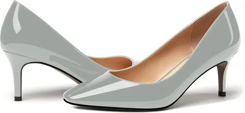 Vista 6 de MERRORI Zapatos de tacón medio con punta cuadrada y charol para mujer, de 2.5 pulgadas