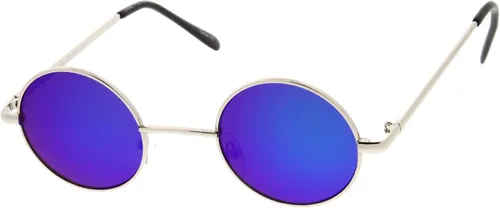 Vista 4 de zeroUV Small Retro Lennon Style Colored Mirror Lens Round Metal Sunglasses 41mm