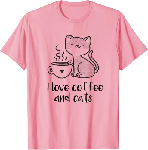 Vista 21 de I love coffee and cats Tazas de granos de café Camiseta de gato café, Blanco, S