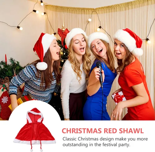 Vista 7 de Generic Capa de Papá Noel, capa de Navidad, capa roja, capa de Papá Noel, capa con capucha, chal clásico de Navidad, capa de felpa para mujeres