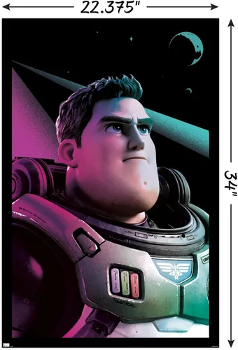 Vista 3 de Disney Pixar Lightyear - Póster de pared Buzz, 34 pulgadas de largo x 22.4 pulgadas de ancho, versión sin marco