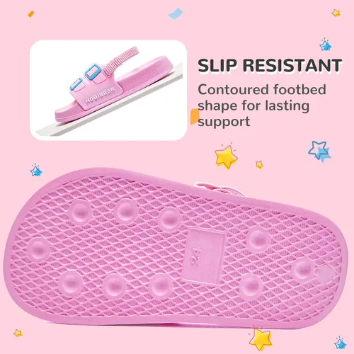 Vista 5 de HOBIBEAR Sandalias de exterior para niños y niñas, zapatos planos con punta cerrada, zapatos de agua para niños, zapatos de playa de verano