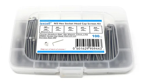 Vista 193 de iexcell Kit de tornillos de cabeza hexagonal de acero inoxidable 304, 100 unidades M2 x 0.157 in, paso de rosca de 0.016 in