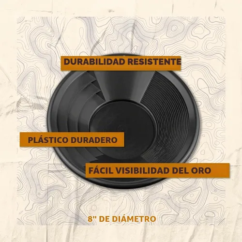 Vista 3 de SE Bandeja para Buscar Oro de 8 Pulgadas - Estrías Dobles para Minería y Prospección más Fácil, Negro