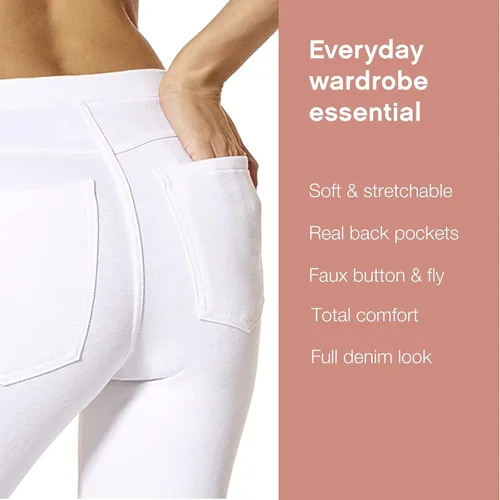 Vista 3 de No Nonsense Leggings de mezclilla elásticos con bolsillos para mujer