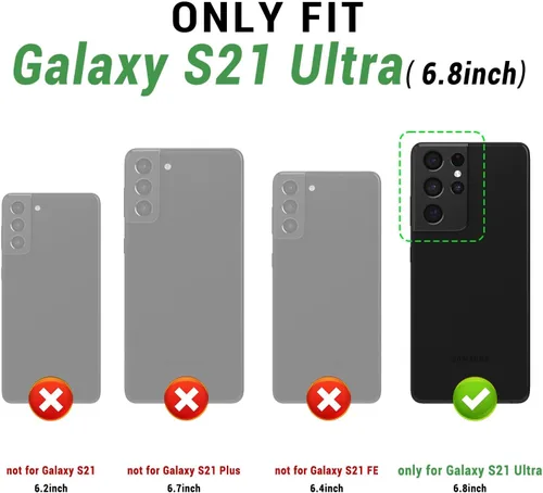 Vista 2 de SUANPOT Para Samsung S21 Ultra 6.8 "RFID Bloqueo Funda De Cuero Billetera, Folio Con Tirón, Titular De La Tarjeta, Cubierta A Prueba De Golpes