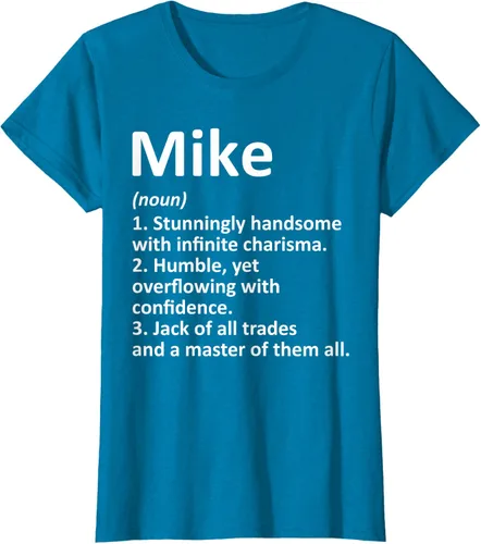 Vista 80 de MIKE Definition - Camiseta divertida para regalo de cumpleaños con nombre personalizado, Negro, S