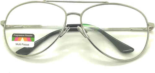 Vista 5 de Multi 3 Power Focus progresivo Aviator gafas de lectura ninguna línea clara lente piloto
