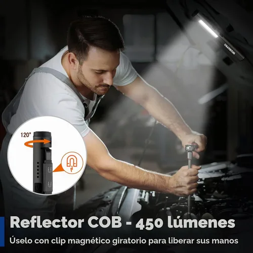 Vista 4 de WORKPRO Luz recargable de la pluma, linterna LED de 450 lúmenes con luz UV Negro