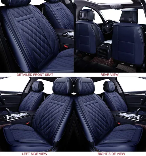 Vista 4 de OASIS AUTO - Fundas de piel sintética para asiento de automóvil, ajuste universal para auto de 5 pasajeros y SUV, set de accesorios para interiores