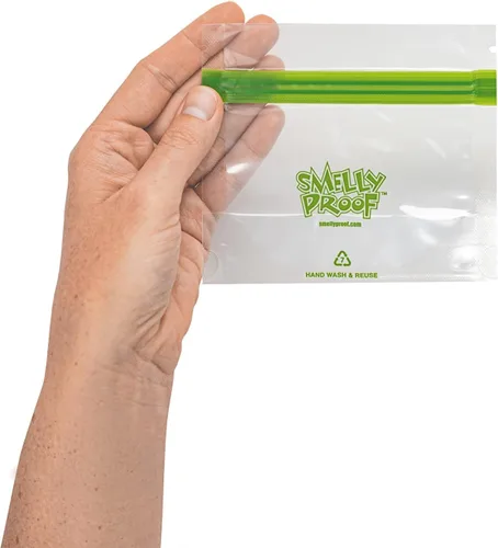 Vista 4 de Smelly Proof 50 bolsas reutilizables de almacenamiento de alimentos expandibles de pie y relleno, fabricadas en Estados Unidos, sin PEVA ni BPA