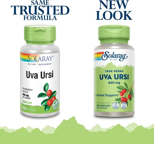 Vista 3 de SOLARAY Uva Ursi Leaf 460 mg Apoyo saludable para la función de la vejiga, los riñones y el tracto urinario Sin OMG 100