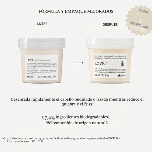 Vista 3 de Davines LOVE/Curl Conditioner, Elasticizing & Taming Formula for Wavy or Curly Hair - Protein-Rich Treatment Enhances Volume, Softness & Control