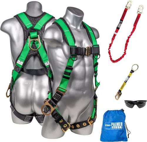 Vista 20 de Palmer Safety Kit de arnés de seguridad para protección contra caídas I Arnés de construcción + varios cordones + extensor de anillo en D