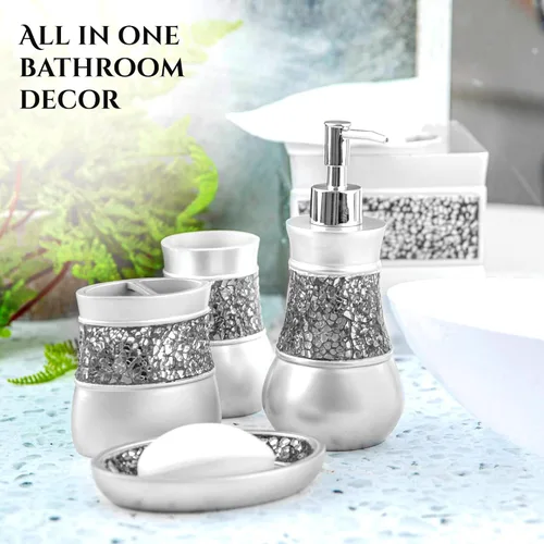 Vista 2 de Creative Scents juego de accesorios de lujo para baño, 4 piezas