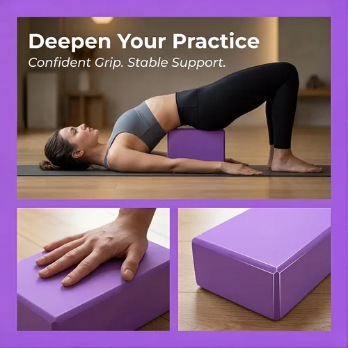 Vista 5 de Toyvian Bloque de EVA de alta densidad para yoga, antideslizante, ligero, para pilates, fitness, gimnasio, entrenamiento, estiramiento, 8.97 x 5.98