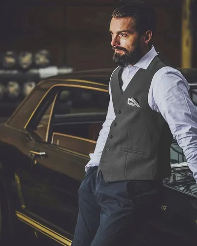 Vista 9 de Coofandy chaleco para traje o esmoquin con 5 botones, para hombre.