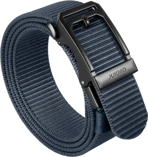 Vista 13 de JUKMO Cinturón táctico de trinquete para hombre, cinturón de trabajo de correa de nailon de 1.5" con hebilla deslizante automática, ajustable