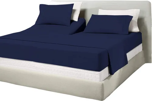 Vista 25 de Juego de sábanas de algodón de 600 hilos tamaño Queen dividido para base de cama ajustable, juego de sábanas de 4 piezas con bolsillo profundo