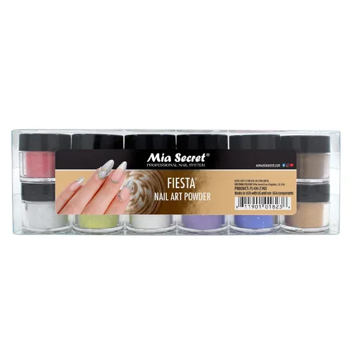 Vista 8 de Polvo acrílico para arte de uñas, colección carnaval: 12 colores diferentes. De Mia Secret
