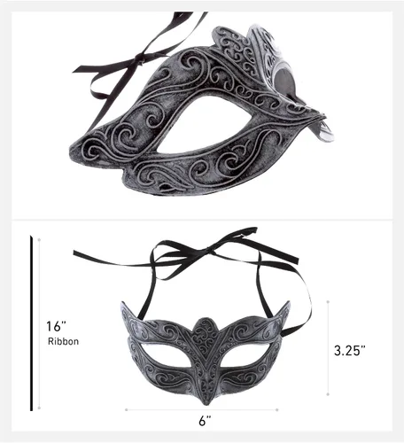 Vista 3 de Steampunk - Máscara veneciana metálica para mascarada