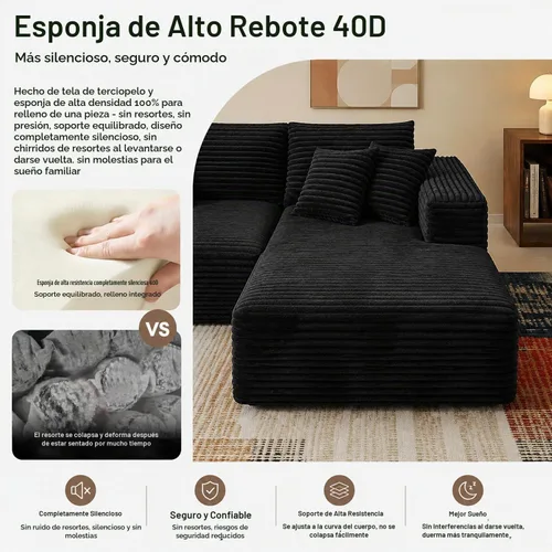Vista 4 de Sofá modular de nube seccional de 108 pulgadas para sala de estar, asiento profundo en forma de L, sofá sin hueso con diván de gran tamaño, cómodo