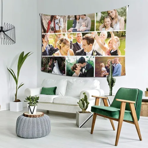 Vista 19 de Nsipan Tapiz personalizado para subir imágenes, texto fotográfico, decoración de pared, colección de collage de dormitorio, decoración