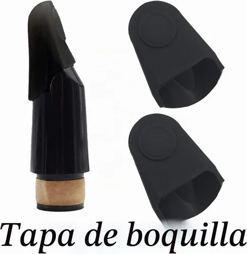 Vista 5 de Protector de boquilla de goma - 2 tapas duraderas para saxofón y clarinete (negro)